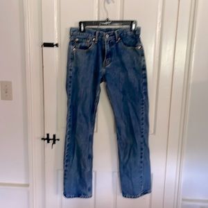 Levi Strauss 505 denim washed jeans W29 L30 zipper fly, gently worn, no tears